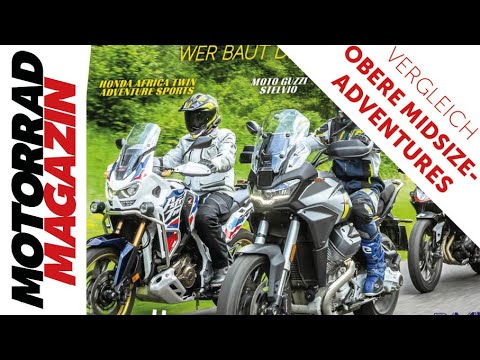 Vergleich Midsize-Adventures: Africa Twin, Moto Guzzi Stelvio, Suzuki V-Strom, Triumph